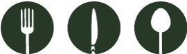 Symbole Speisekarte - Gabel, Messer, Löffel